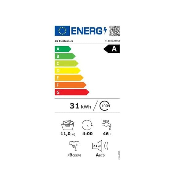 Tvättmaskin - LG - F14X76BMST - 11 kg - Centrifugering 1400 varv/min - Wi-Fi