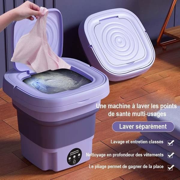 Portabel Tvättmaskin-maskin för tvätt-8L-10W-Lila-3 Lägen-Miniv tvättmaskin Fällbar -perfekt för underkläder, strumpor