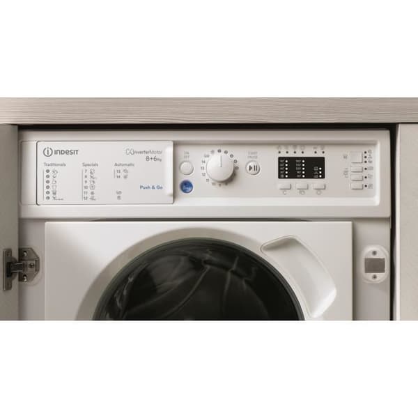 Inbyggd tvättmaskin med torkfunktion - INDESIT - BIWDIL861485EU - 8 till 6 kg - Induktion - 65 cm - 1400 varv/min - Vit