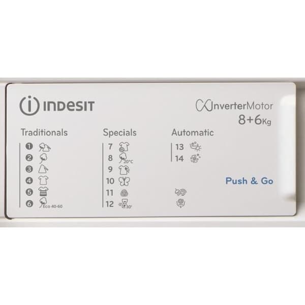 Inbyggd tvättmaskin med torkfunktion - INDESIT - BIWDIL861485EU - 8 till 6 kg - Induktion - 65 cm - 1400 varv/min - Vit