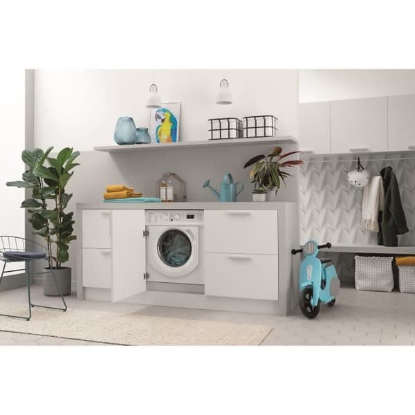Inbyggd tvättmaskin med torkfunktion - INDESIT - BIWDIL861485EU - 8 till 6 kg - Induktion - 65 cm - 1400 varv/min - Vit