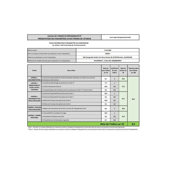 Tvättmaskin - BOSCH - WGE02201FR - 7 kg - 1200 varv/min - Klass A - Vit