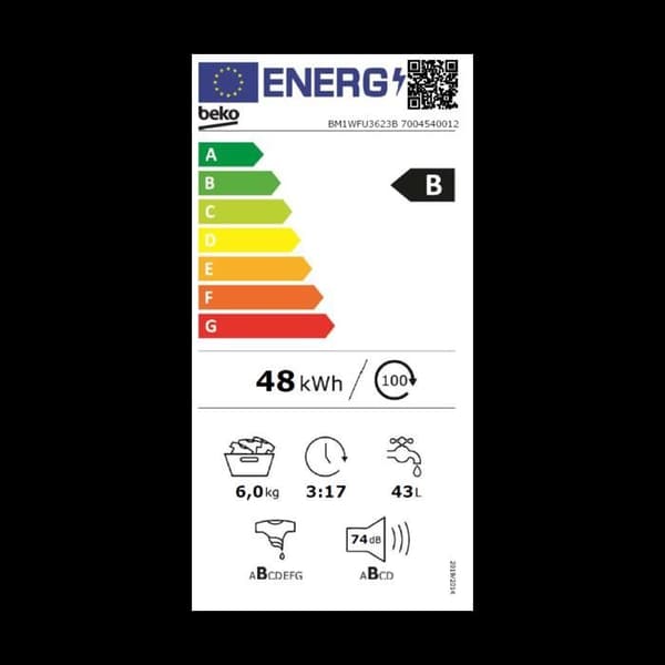 BEKO Frontal tvättmaskin BM1WFU3623B