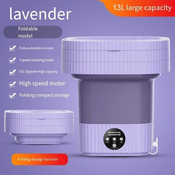 Bärbar Tvättmaskin, 13L Kapacitet, Fällbar Design,lila 13L