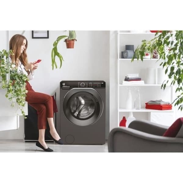 HOOVER H-WASH 500 HWP49AMBCR/1-S porthole tvättmaskin - 9 kg - Induktion - 1400 rpm - Klass A - ansluten - ånga - Antracit