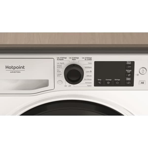 Tvättmaskin med torkfunktion HOTPOINT NDB8635KFR - 8 / 6 kg - Induktion - L60cm - 1400 varv/min - Vit