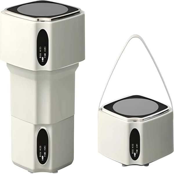 Bærbar Vaskemaskine, 12L Kapacitet, Kompakt Design,Off white in Danish is "Off-white".