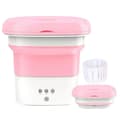Miniatyrbillede 2 af 2: Mini sammenklappelig vaskemaskine, 4,5L kapacitet, pladsbesparende design, skånsom vaskehandling,Pink EU Stik