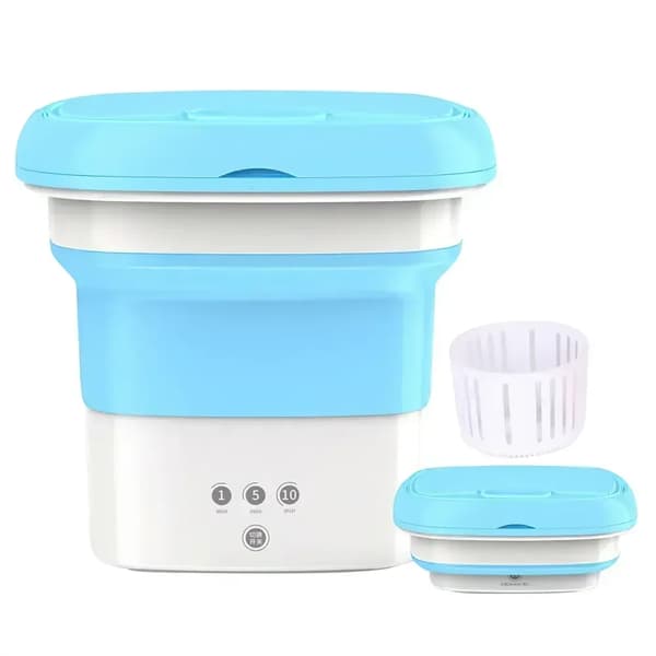 Mini taitettava pesukone, 4,5 litran kapasiteetti, tilaa säästävä muotoilu, hellävarainen pesutoiminto,Sininen EU Plug