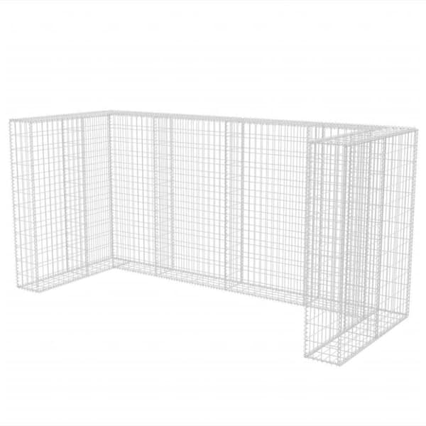 vidaXL gabionafskærmning til tre affaldsbeholdere 250x100x120 cm stål