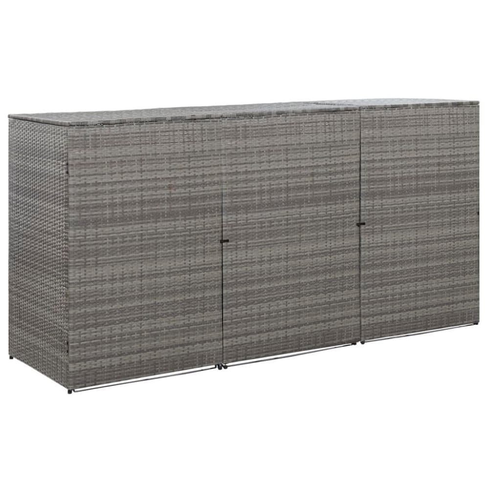 vidaXL tredobbelt skraldespandsskjuler 229x78x120 cm polyrattan grå