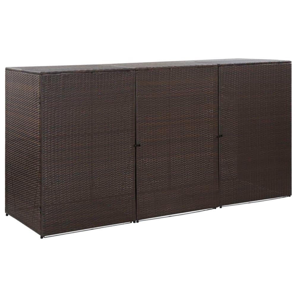 vidaXL tredobbelt skraldespandsskjuler 229x78x120 cm polyrattan brun
