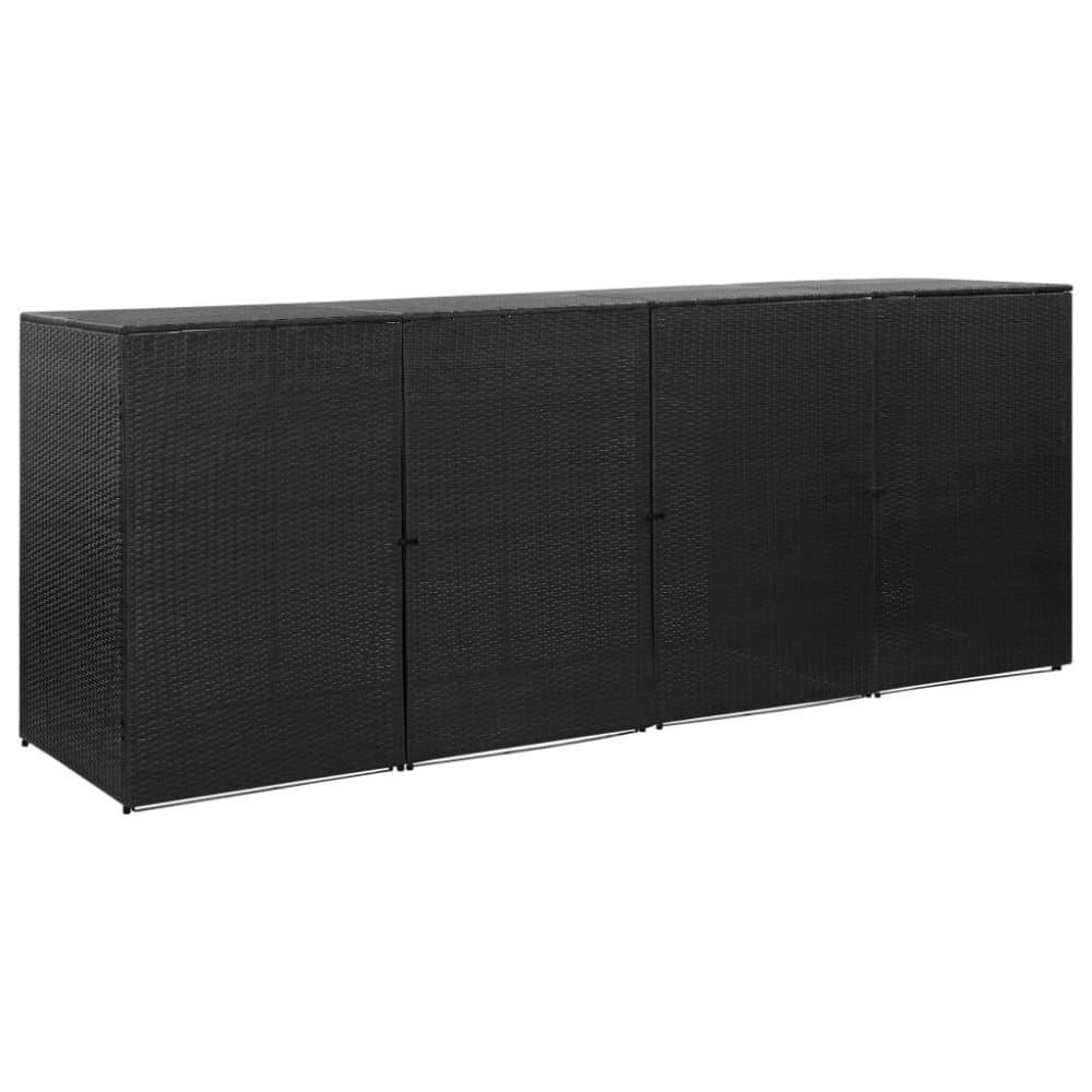 vidaXL firdobbelt skraldespandsskjuler 305x78x120 cm polyrattan sort