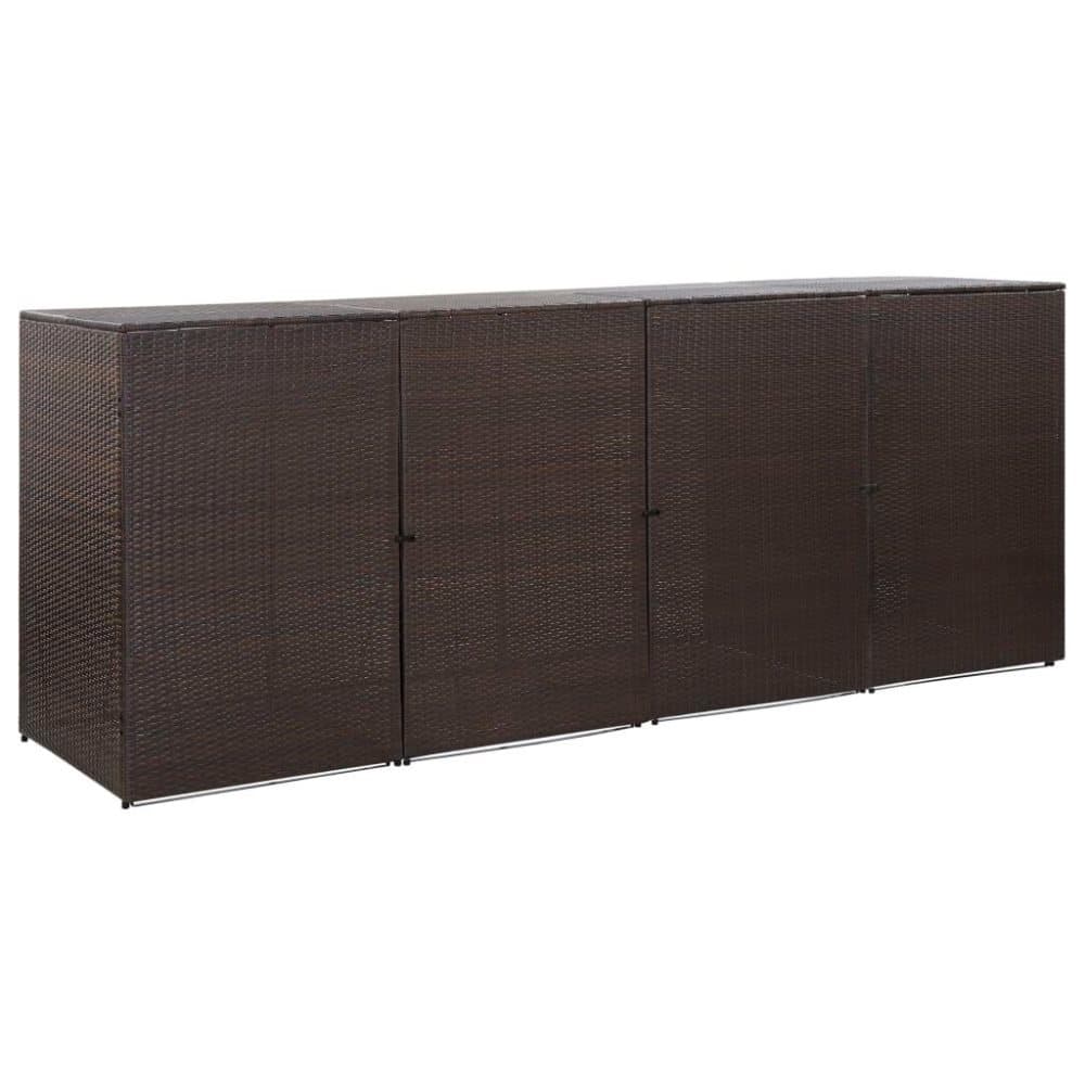 vidaXL firdobbelt skraldespandsskjuler 305x78x120 cm polyrattan brun