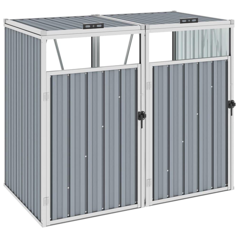 vidaXL dobbelt skraldespandsskur 143x81x121 cm stål grå