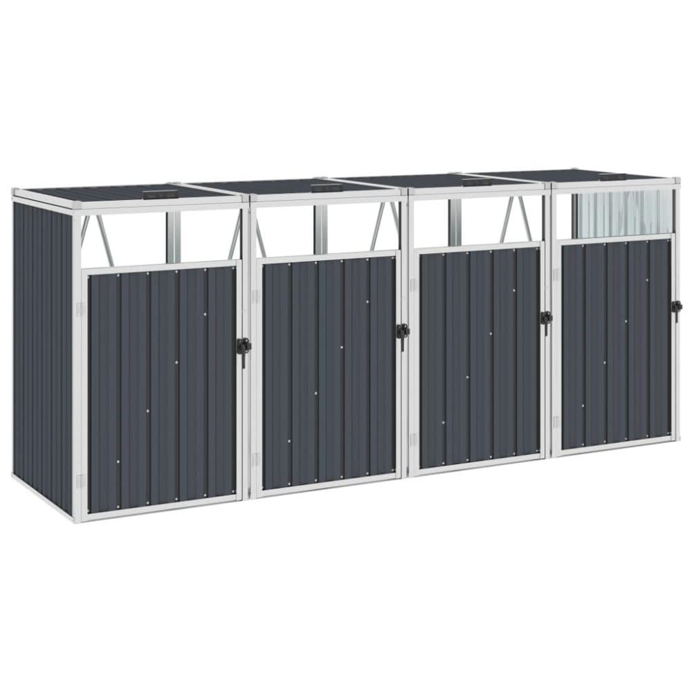 vidaXL Skjul för fyra sopkärl antracit 286x81x121 cm stål