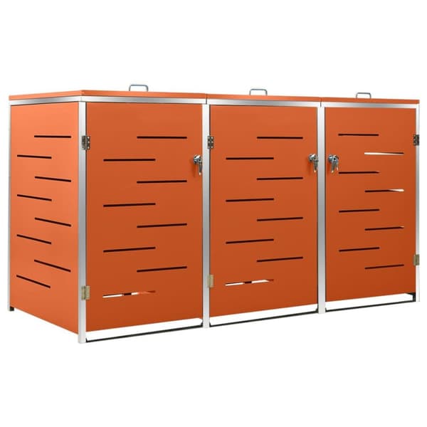 vidaXL tredobbelt skraldespandsskjuler 207x77,5x115 cm rustfrit stål