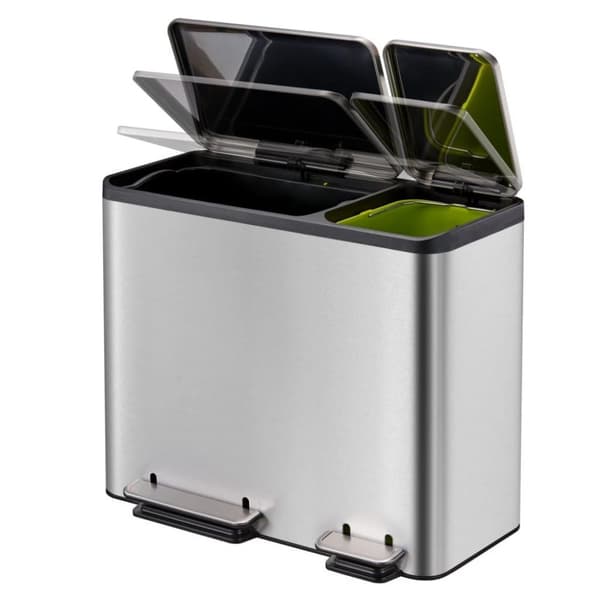 EKO Pedalbøtte EcoCasa 30+50 L matt sølv