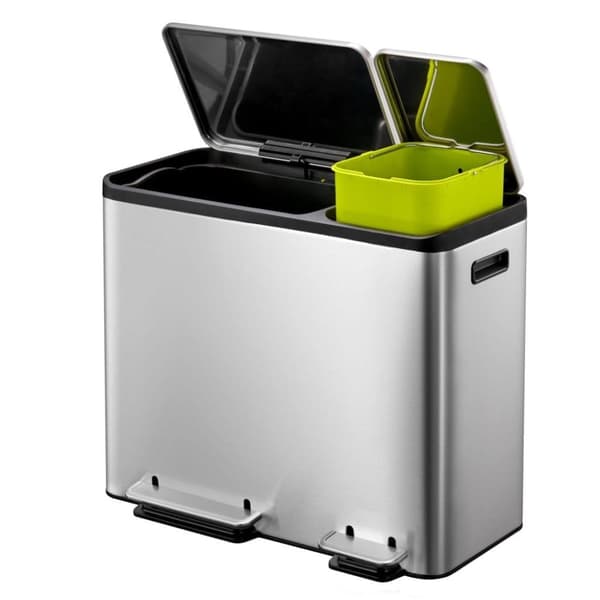EKO Pedalbøtte EcoCasa 30+50 L matt sølv