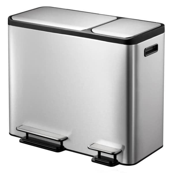 EKO Pedalbøtte EcoCasa 30+50 L matt sølv