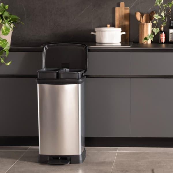Curver dobbelt pedalspand Deco 23 l +23 l sølvfarvet