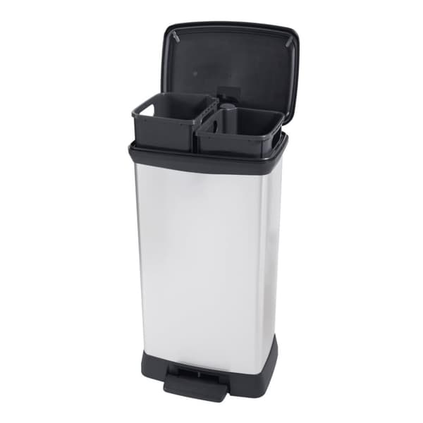 Curver dobbelt pedalspand Deco 23 l +23 l sølvfarvet