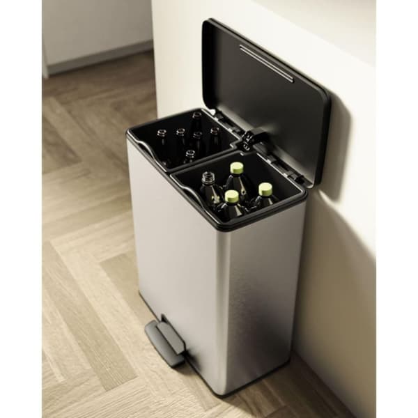 Curver dobbelt pedalspand Deco 26 l + 26 l sølvfarvet