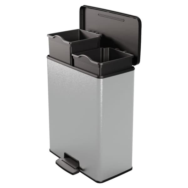 Curver dobbelt pedalspand Deco 26 l + 26 l sølvfarvet