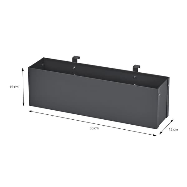 ML-Design Blomsterkasse til affaldsbeholderbeklædning og altan; stål; 50x12x15 cm; antracit; med beslag; metal plantekasse til