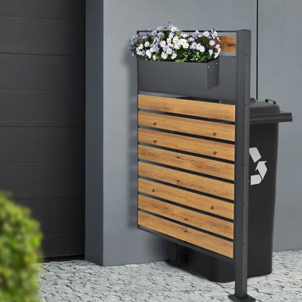 ML-Design Blomsterkasse til affaldsbeholderbeklædning og altan; stål; 50x12x15 cm; antracit; med beslag; metal plantekasse til