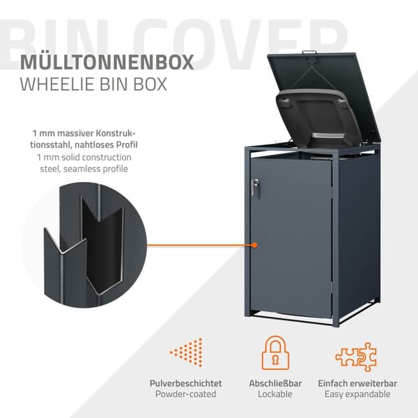 Papperskorgsbox för 3 kärl upp till 240 liter antracit stål ML design