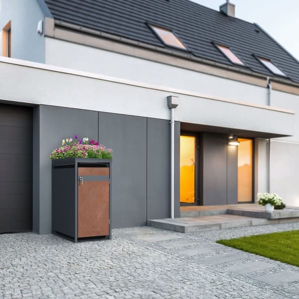 Affaldsspand med plantetag til 1 spand op til 240L 68x80x124 cm rust-look stål ML-design