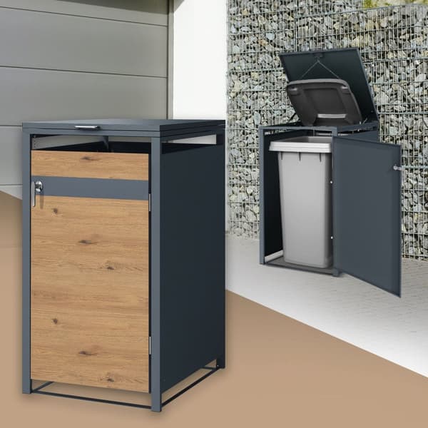 Roskakori 1 roskakori enintään 240L 68x80x116,3 cm antrasiitti/tammi teräs ML design