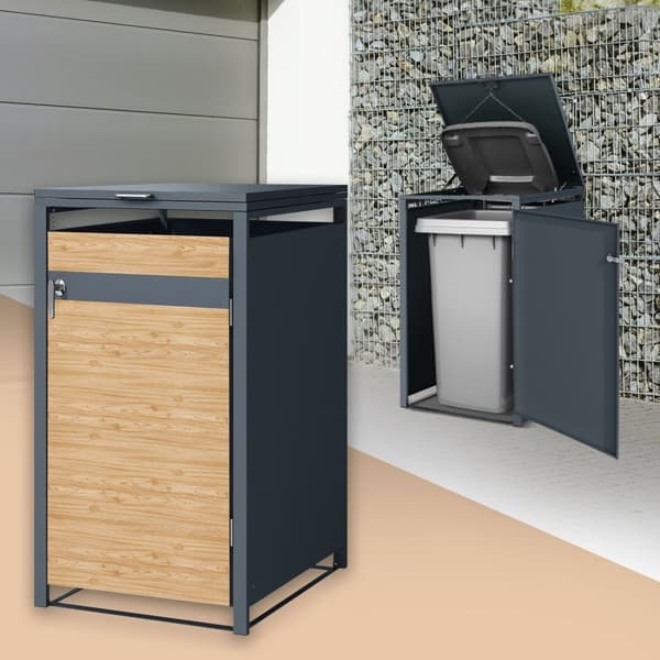 Soptunna för 1 soptunna upp till 240L 68x80x116,3 cm antracit/lärkutseende stål ML-design