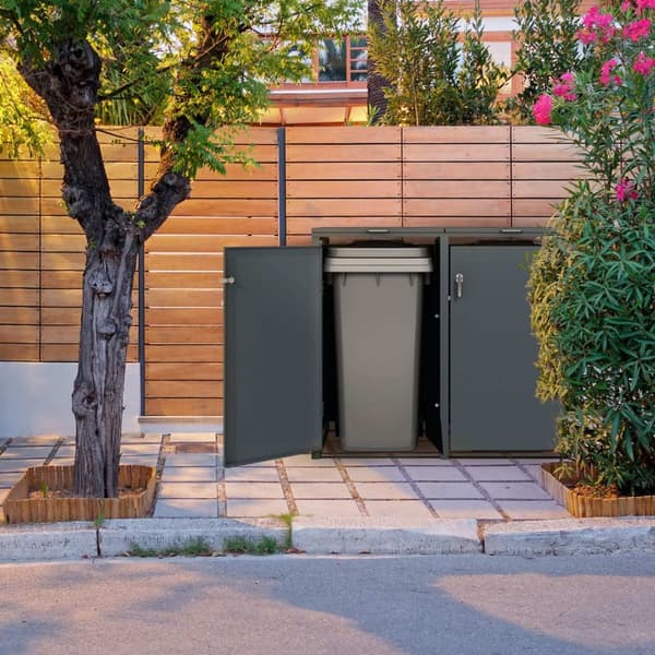 Papperskorgsbox för 4 kärl upp till 240 liter antracit stål ML design