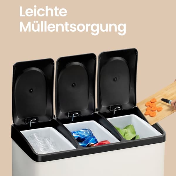 Affaldsspand, SONGMICS 45 Liter 3 x 15L, 60,5x40,5x48,5 cm, Sort