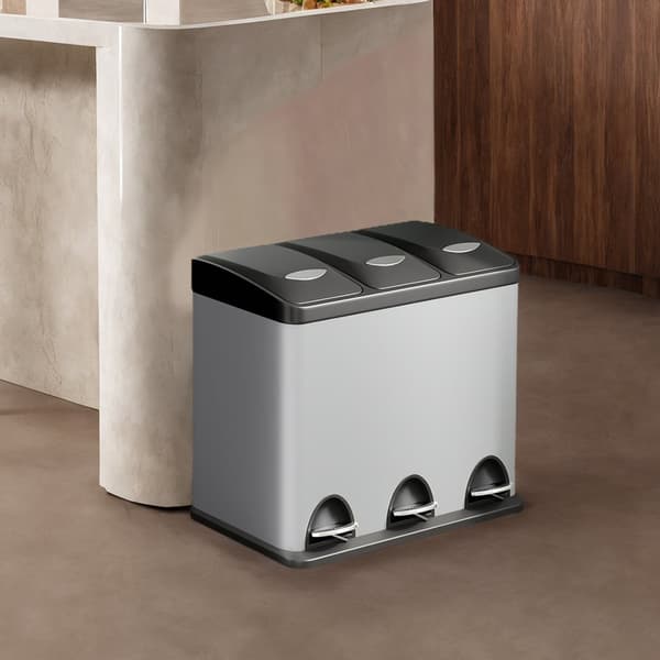 Kökssoptunna, 3x8 L, Silver-Svart