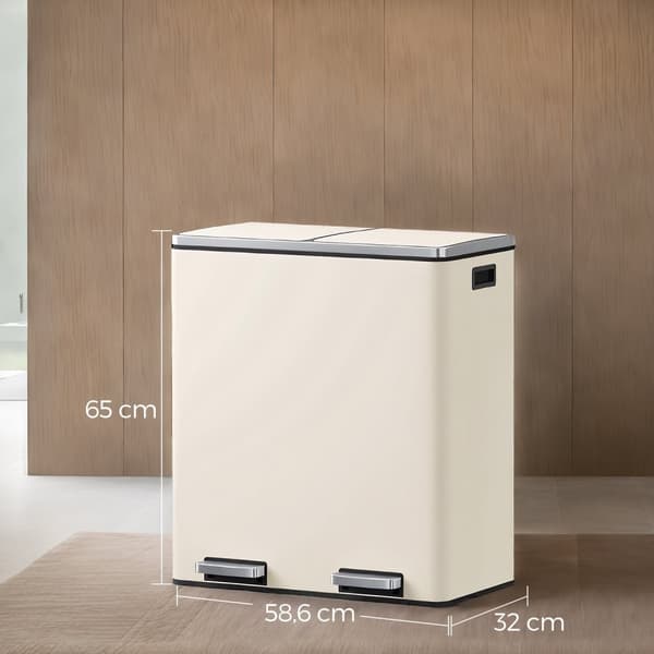 Affaldsspand, SONGMICS LTB60NL, 59x32.5x65.2 cm, Creme Hvid
