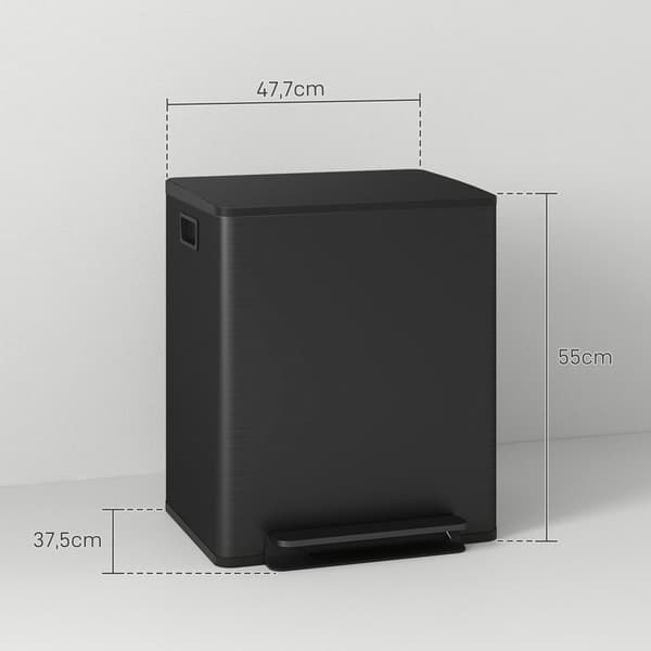 Papperskorg, 2x25L, 47,7x37,5x56 cm, Svart