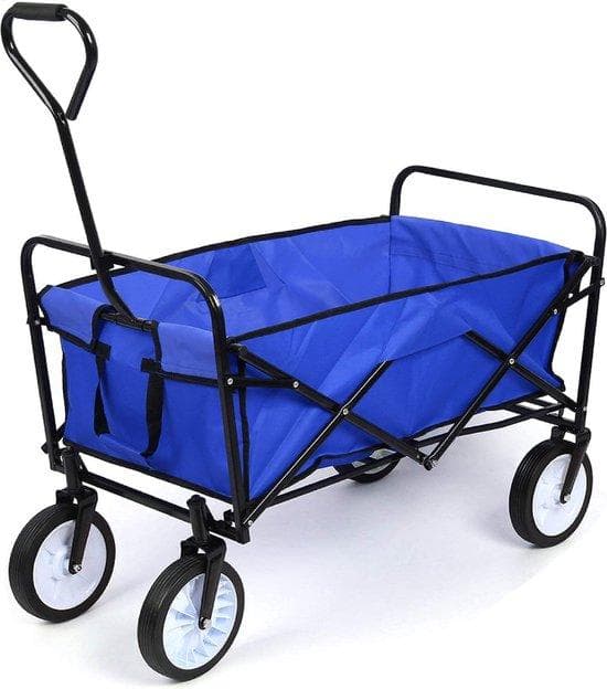 Bolderkar - Tuinkar med Inner Sail - Beach Cart - Transport Car - Tower Trailer - Trekkar - Max 80kg - Blue