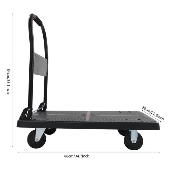 Platformvogn, 360° Drejbare Hjul, Sammenklappeligt Design, 400 kg Belastningsevne,sort