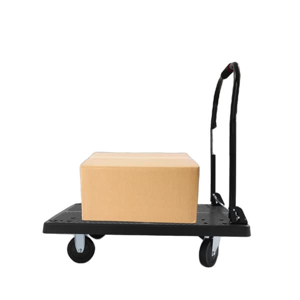 Platformvogn, 360° Drejbare Hjul, Sammenklappeligt Design, 400 kg Belastningsevne,sort