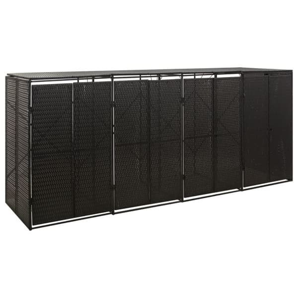 vidaXL Neljän roska-astian vaja musta 274x80x117 cm polyrottinki -  Roska-astiavajat
