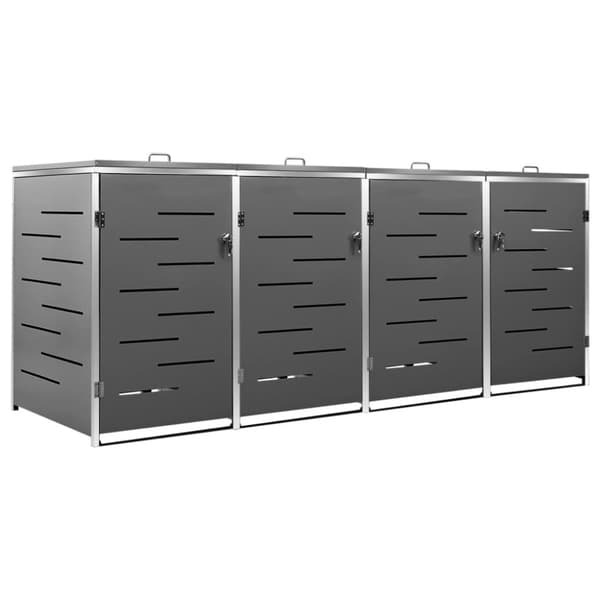 vidaXL firedobbelt skraldespandsskjuler 276,5x77,5x112,5 rustfrit stål -  Affaldsspandsskjulere