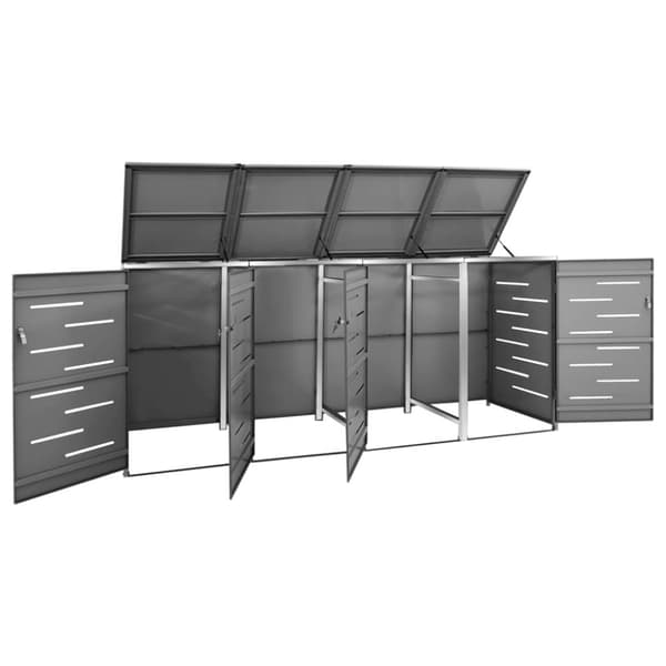 vidaXL firedobbelt skraldespandsskjuler 276,5x77,5x112,5 rustfrit stål -  Affaldsspandsskjulere