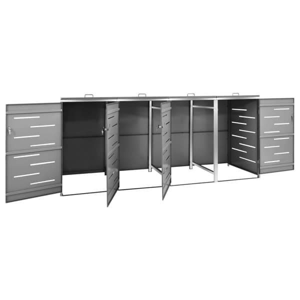vidaXL firedobbelt skraldespandsskjuler 276,5x77,5x112,5 rustfrit stål -  Affaldsspandsskjulere