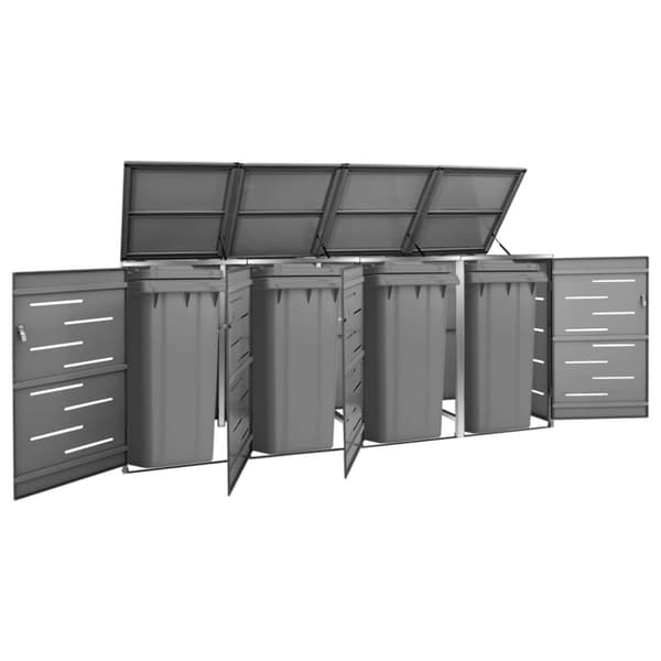vidaXL Neljän roska-astian vaja 276,5x77,5x112,5 cm ruostumaton teräs -  Roska-astiavajat