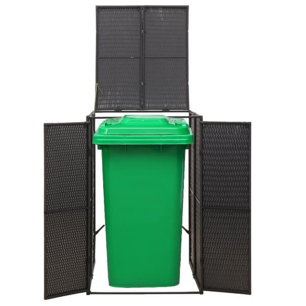 vidaXL skraldespandsskjuler 70x80x117 cm polyrattan sort -  Affaldsspandsskjulere