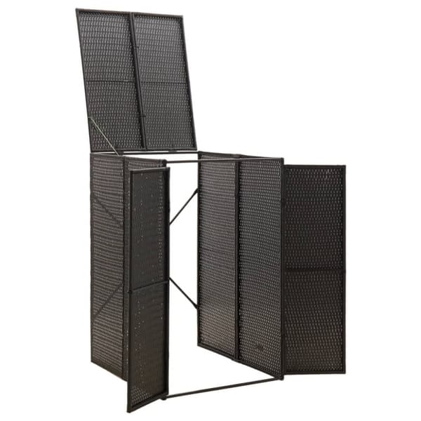 vidaXL skraldespandsskjuler 70x80x117 cm polyrattan sort -  Affaldsspandsskjulere