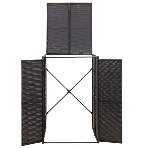 vidaXL skraldespandsskjuler 70x80x117 cm polyrattan sort -  Affaldsspandsskjulere